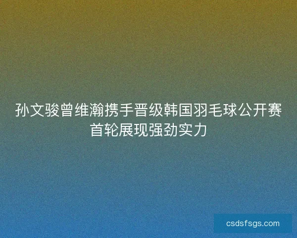 孙文骏曾维瀚携手晋级韩国羽毛球公开赛首轮展现强劲实力