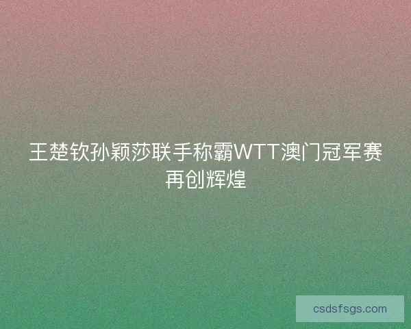 王楚钦孙颖莎联手称霸WTT澳门冠军赛再创辉煌 王楚钦孙颖莎联手称霸WTT澳门冠军赛再创辉煌