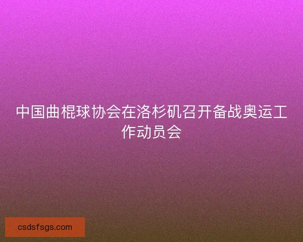 中国曲棍球协会在洛杉矶召开备战奥运工作动员会 中国曲棍球协会在洛杉矶召开备战奥运工作动员会